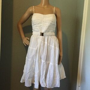 Calvin Klein Ruched Bodice White Dress